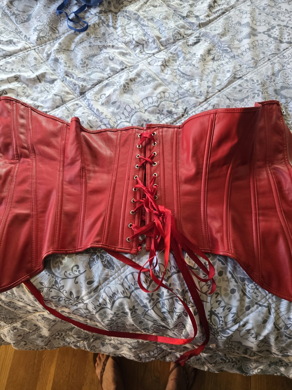 Red Lace-Up Corset Waist Cincher